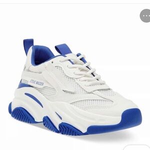 Steve Madden White and Royal Blue Athletic Shoes